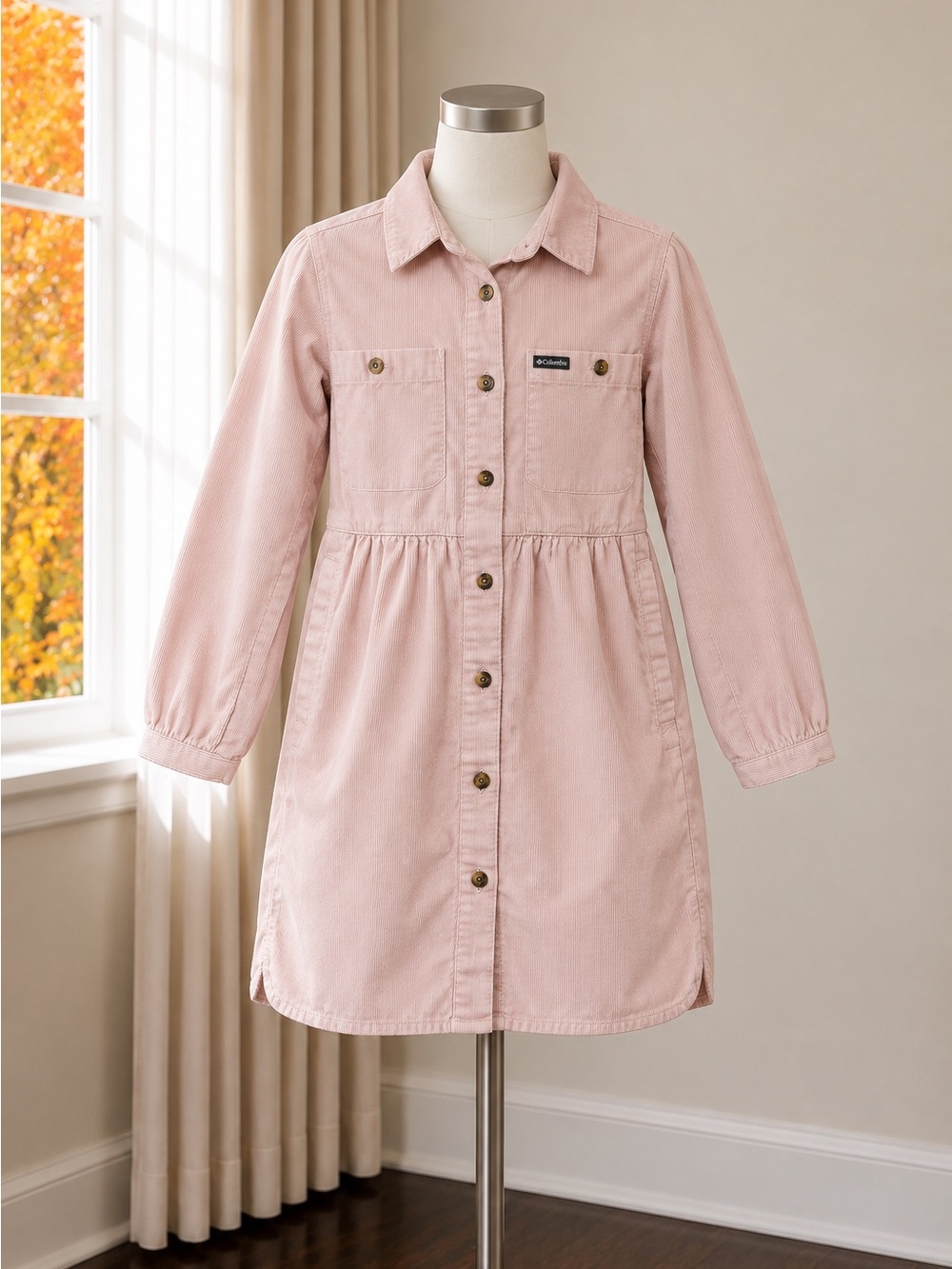 Columbia Girls' Dusty Pink Corduroy Button-Up Dress